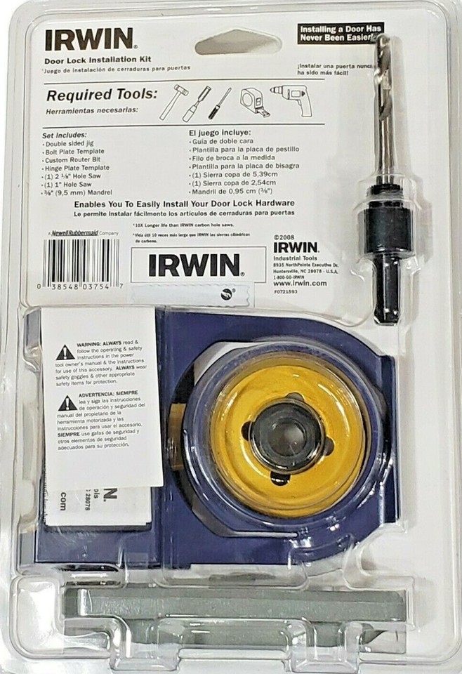 Irwin Door Lock Installation Kit (3111002) Bonus Router Bit Latch Plate ...