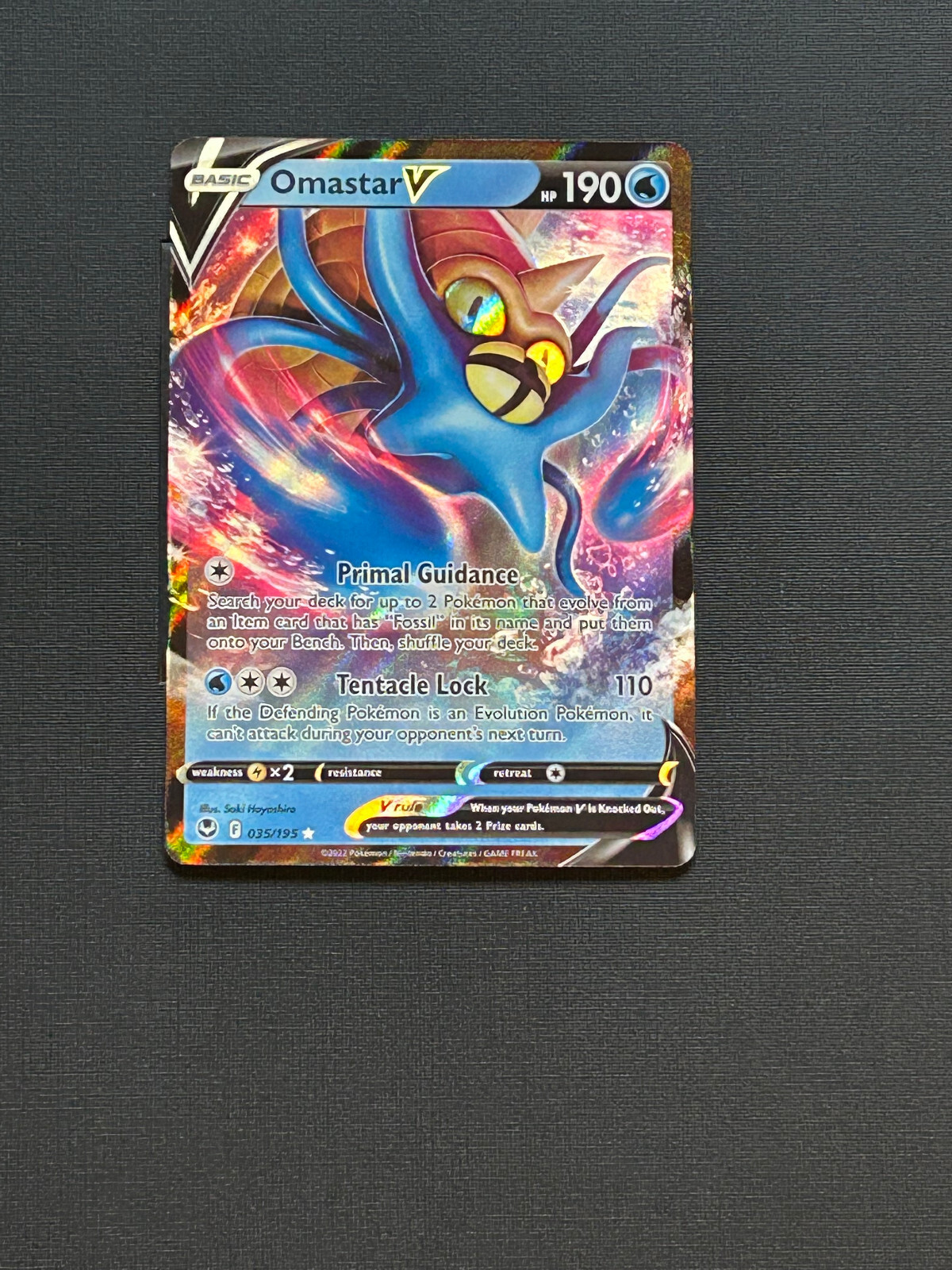 Pokémon Omastar V 35/195 Silver Tempest Holo Full Art Ultra Rare NM/MINT