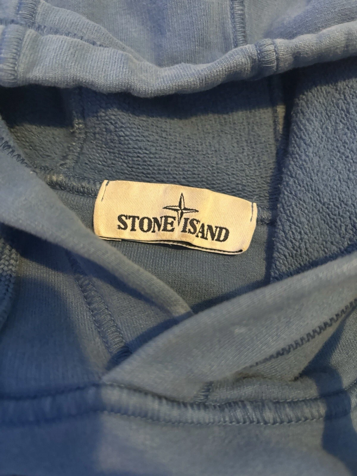 Stone Island Felpa con Cappuccio Uomo Blu Manica Lunga Cotone Felpa Tinta Unita S
