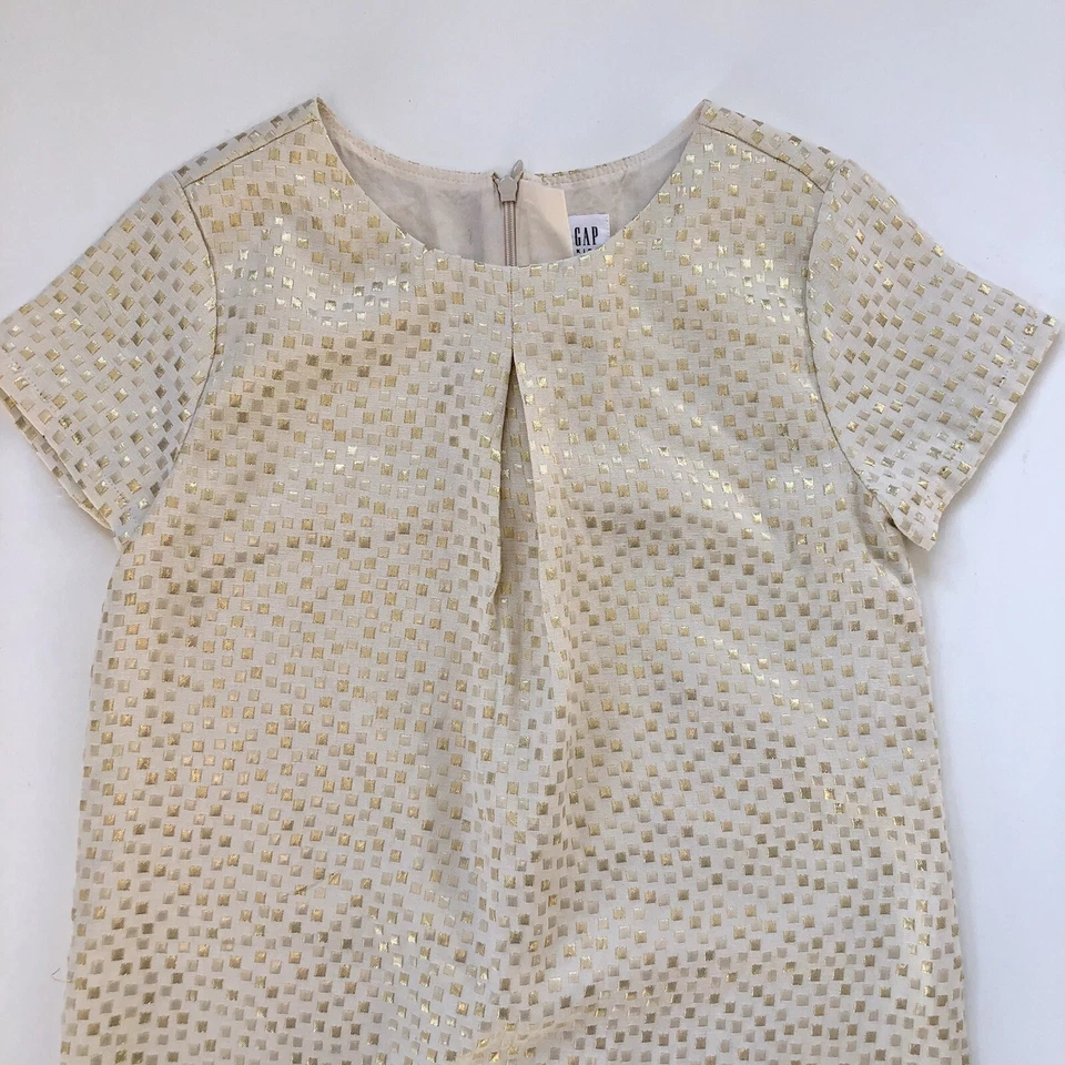 Vestido recto dorado manga corta Gap para niños y niñas talla XL Foto 2 de 4