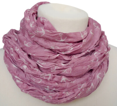  Mädchen Loop Schal Rundschal Knitterschal 100% Viskose rosa weiß 1169 ad