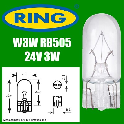 1x RING W3W RB505 24V 3W Ohne Kappe Auto LKW Seiten Heck Blinker Bremslicht Birne