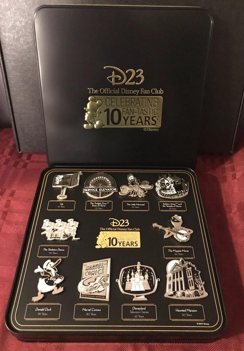 Disney D23 2019 Exclusive Gold Member Pin Set 10th Anniversary