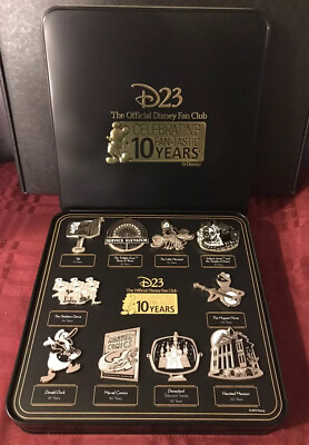 Disney D23 2019 Exclusive Gold Member Pin Set 10th Anniversary Gift