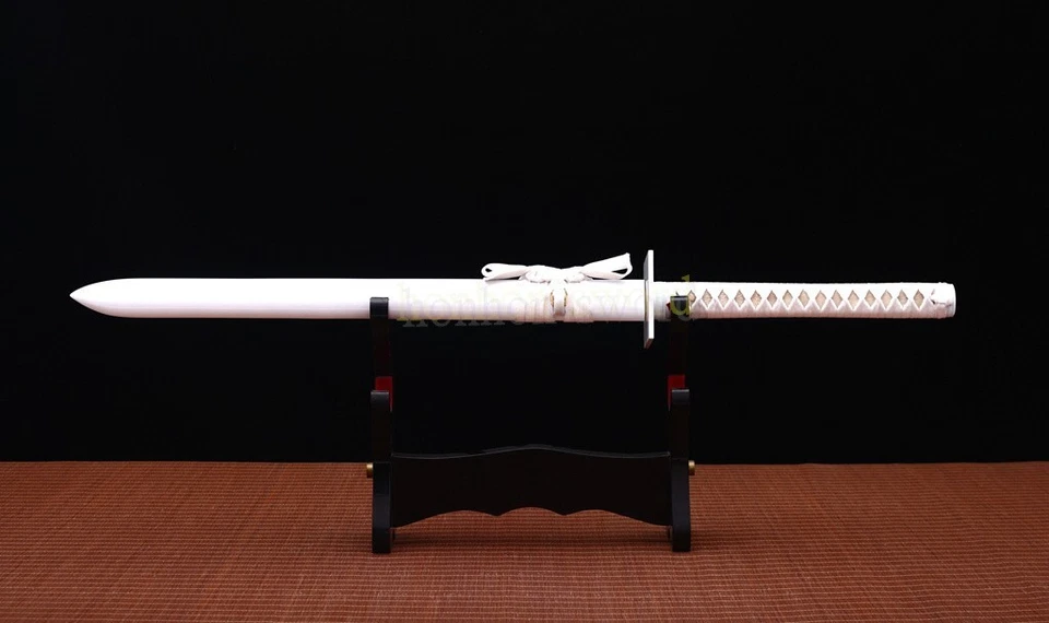Espada Ninja Japonesa Templada Arcilla T10 Hecha a Mano Blanca Ninjato Chokutō Full Tang Foto 3 de 4