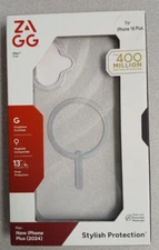 Zagg Milan Snap MagSafe Case 13Ft Protection  iPhone 16 Plus Silver Glitter