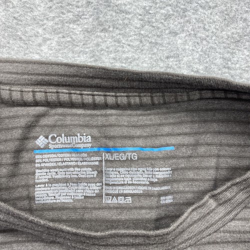 Columbia Shirt Mens Extra Large Short Sleeve Crew Neck Gray Stripe Logo - Picture 6 of 10