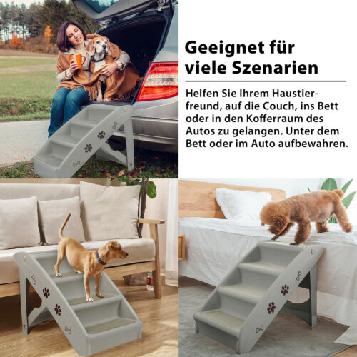 Klappbare Hunderampe 4 Stufen Hundetreppe Einstiegshilfe Hunde Rampe Autorampe# - Bild 2 von 12