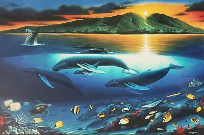 Maui Dawn Hawaii Wyland Galleries Humpback Whales Whale Breach