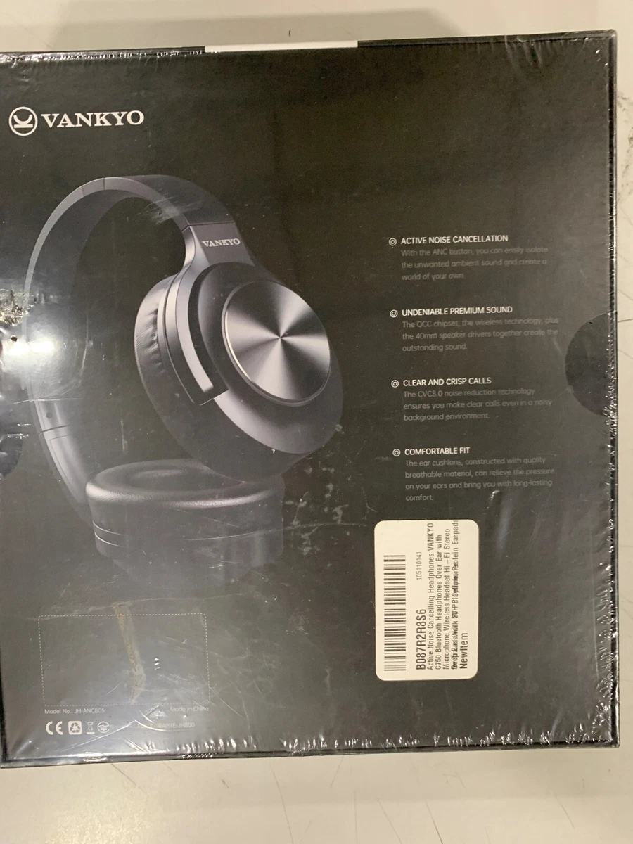 VANKYO C750 Headphones Active Noise Cancelling Headphones Over Ear with Mic Blac