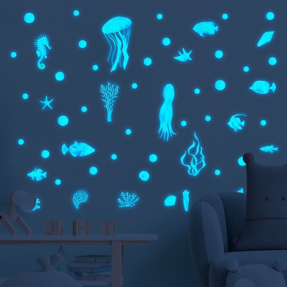 Luminous Sea Animal Wall Stickers Kids Room Decor Green Light Glow In