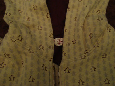 Veste Garçon Penguin Taille 7 (4-7 Ans) - Polaire à Capuche Beige Imprimé Animal
