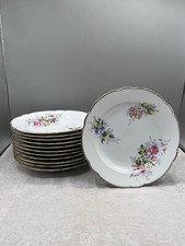 SET 12x SUPPENTELLER TELLER AUS PORZELLAN 24,5cm MIT BLUMEN DEKOR