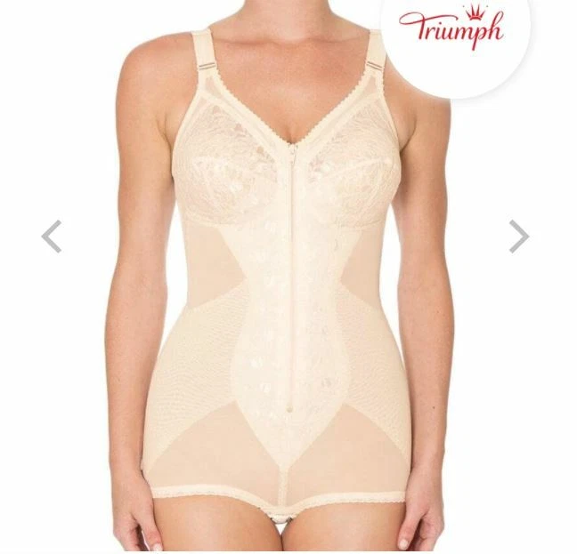 Triumph Poesie Bodysuit Shapewear with Front Zipper - Size 12B/34B