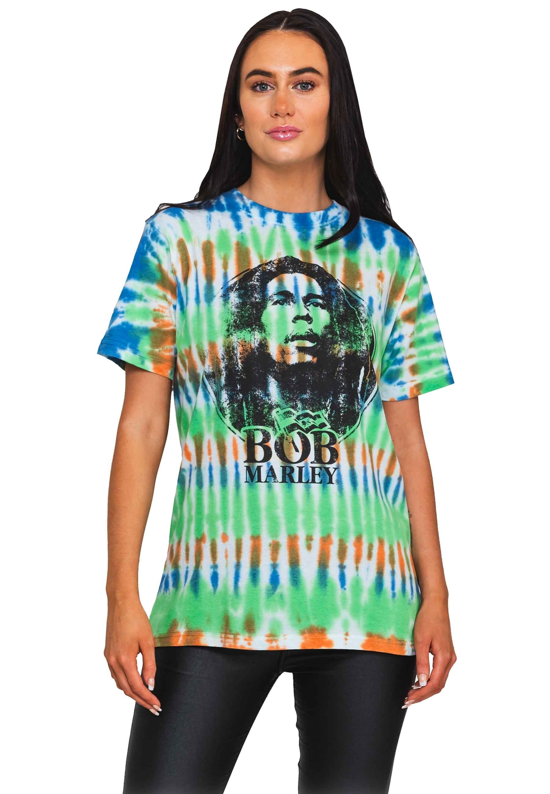 Official Bob Marley Unisex Black and White Logo Dip Dye T-Shirt