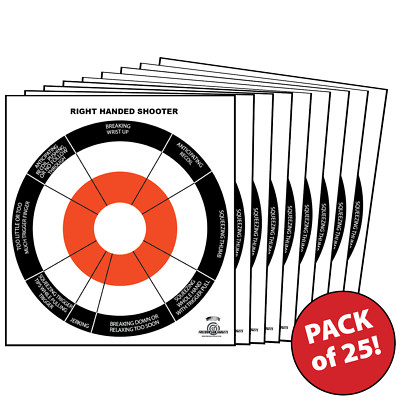 25 Paper Shooting Target for Pistols Gun Range Handguns Right Hand Trainer 11x12