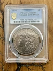 1886 PCGS TONED Genuine Unc Details Morgan Silver Dollar $1 Uncirculated Coin
