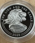 2026 UK Lion and Eagle 1 oz Silver Proof BOX LOW COA BETH ZAIKEN Mintage 1500