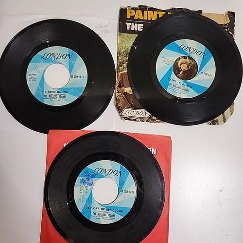 Lot Of 3 The Rolling Stones 45 Rpm 7" Vinyl Paint It Black Get Off My Back