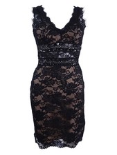 Xscape Women's V-Neck Floral Lace Cutout Sheath Dress