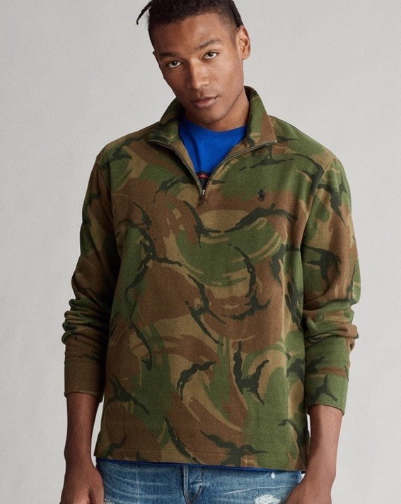 PONY Polo Ralph Lauren uomo Estate Rib 1 4 zip maglione mimetico Medium vendita al dettaglio $110