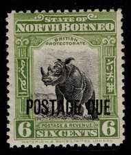 NORTH BORNEO GV SG D70, 6c black & olive-green, M MINT. Cat &pound;45.