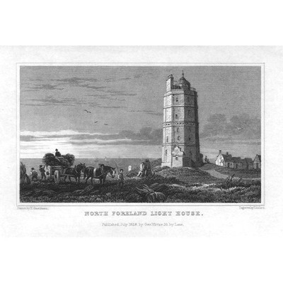 NORTH FORELAND LIGHTHOUSE Kent - antiker Druck 1829