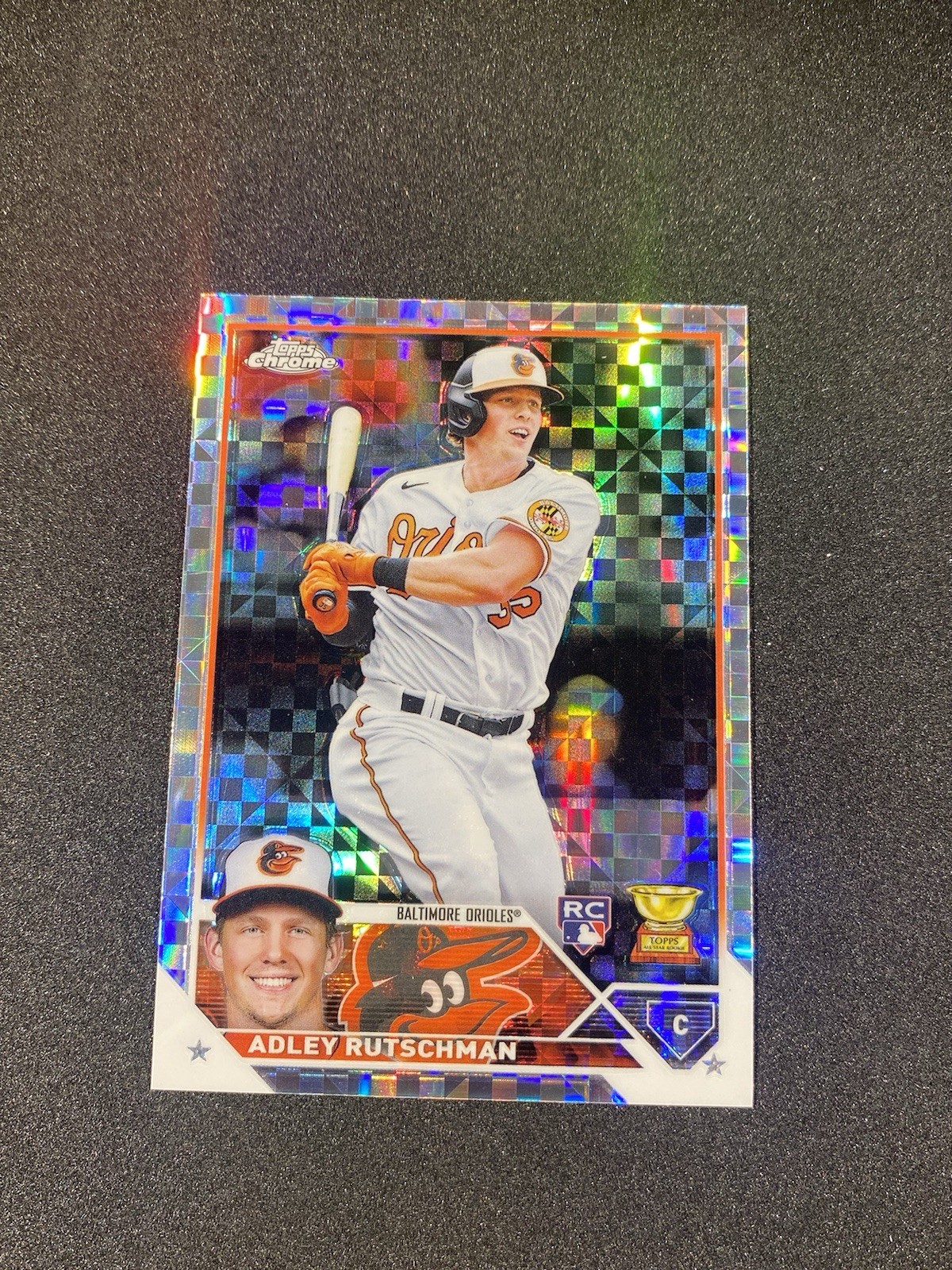 2023 Topps Chrome Adley Rutschman RC X-fractor Card # 1 Baltimore Orioles