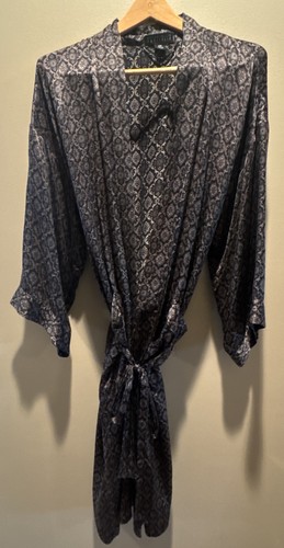 Perry Ellis Mens Vintage 90s 100% Silk Robe One Size Geometric Luxury Art Deco