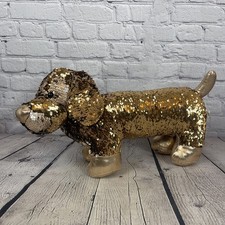 Dan Dee Gold Sequin Dachshund Dog Plush 21" Flip Sequins