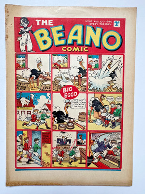 Beano comic #107, Aug 10th 1940, Fine - Rare in this condition