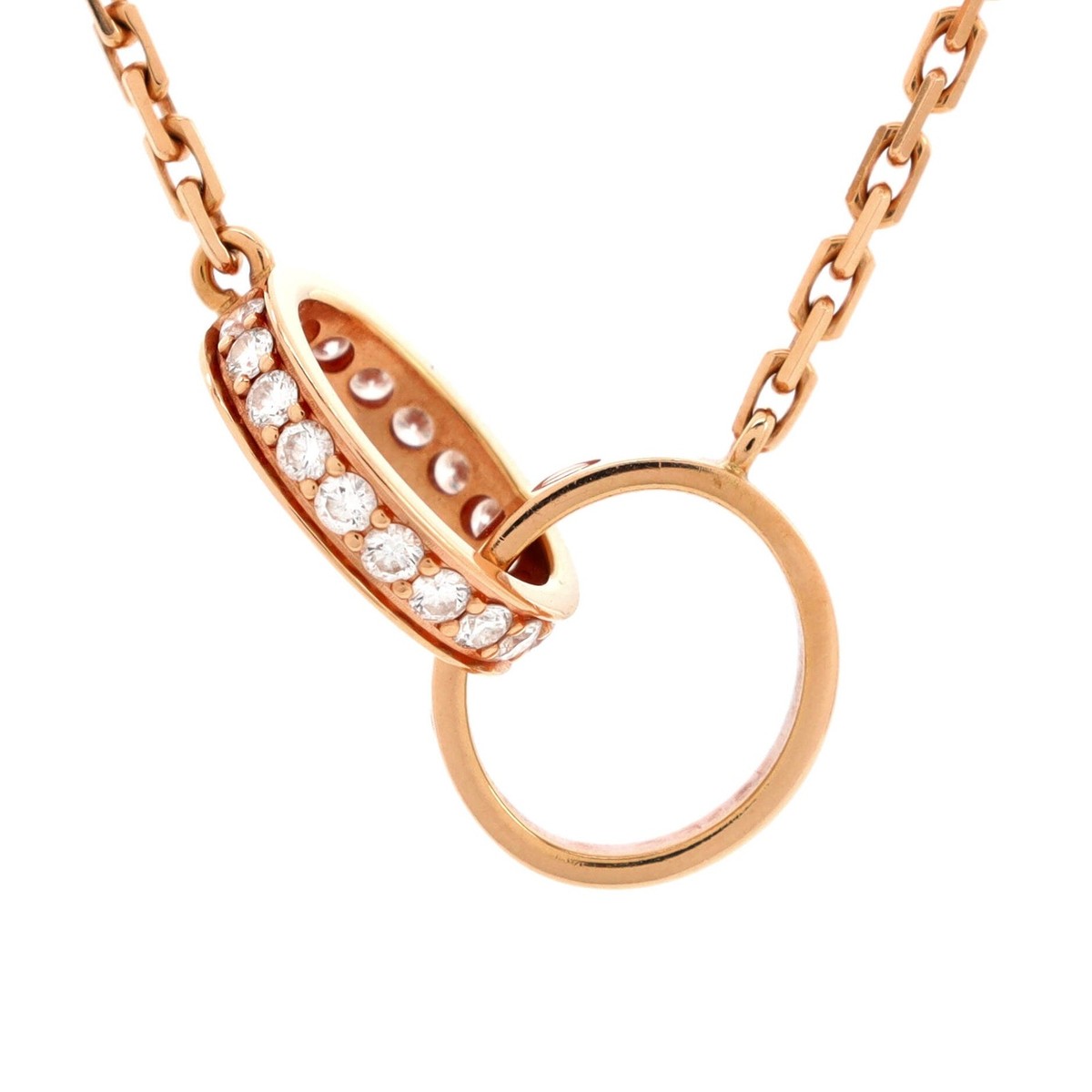 Cartier Love Interlocking Necklace 18K Rose Gold with Diamonds