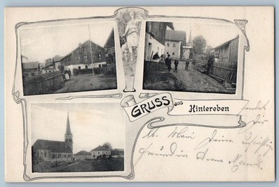 Bavaria Germany Postcard Greetings from Hintereben Multiview 1907 Antique
