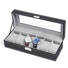 6 Grids Watch Display Storage Case Jewelry Collection Organizer Box Holder Gift