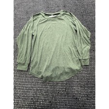 Unbranded Long Sleeve Top Women M Green Raglan Curved Hem Casual Shirt