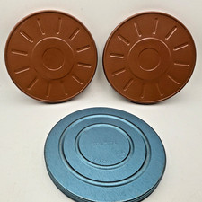 Lot of 3 Vintage 6" Empty Metal Film Cans for 8mm Film NO REELS READ - F3