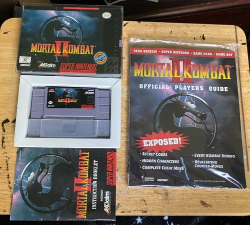 Mortal Kombat II (SNES, 1994) w/Official Players Guide, Box & Manual