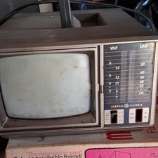 General Electric Portable Television VHF/UHF Selector Vintage Gray TV