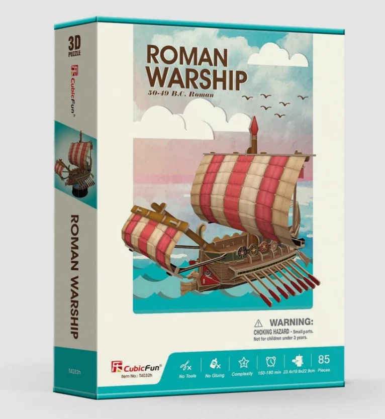 Toy Jigsaws 3D Puzzle Cubic Fun Ship Roman Warship 50-49B.C. 85 Pieces - Image 4 of 4