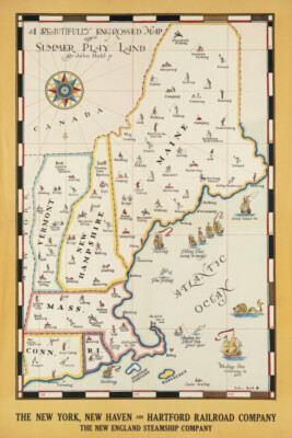 New England Rail Map Poster by Vintage Travel Posters Giclee Print Ships Free