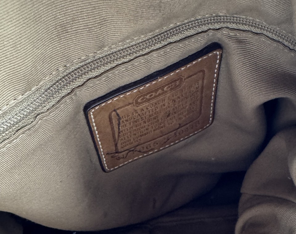 Coach Handbag Women's Brown Tan Signature Logo Inner Pockets Zipper ...