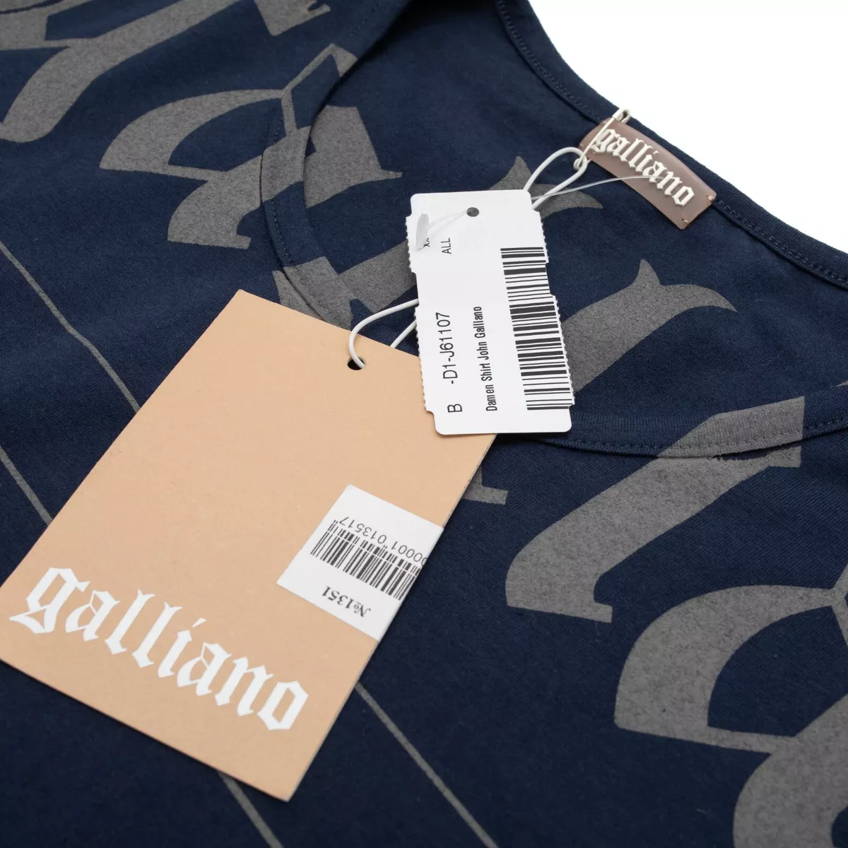 JOHN GALLIANO Y2K Gazette Newspaper T-Shirt Navy / Grey