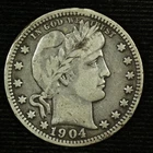 Barber Silver Quarter. 1904 P. VF Circulated. Lot #  9042-44-125