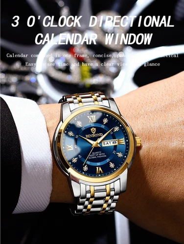 Orologio Uomo Impermeabile Analogico Quarzo Calendario Cinturino Acciaio Inox Marca Lusso - Foto 5 di 26