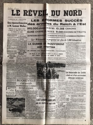 N31 La Une Du Journal Le Réveil Du Nord 6 August 1941