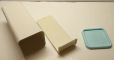 Vtg Tupperware 1827 Butter Cheese Cracker Keeper Almond with Mint Green Lid
