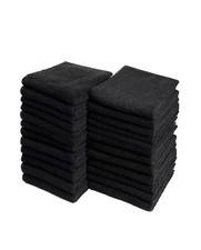 Salon Towels 100 Cotton Towel Pack Of 24 Black Spa Towel in 16x27 inches.