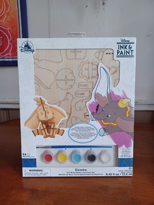 Disney Parks Ink & Paint Dumbo 3D Wood Model and Paint Set Craft New Sealed