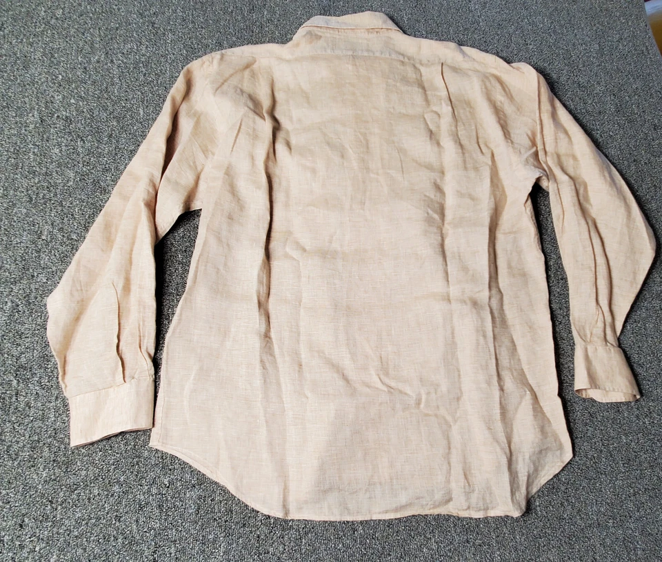 Paul Stuart Shirt Men Made in Italy Beige Linen Sport Shirt Size XL Casual Top - Image 2 of 4