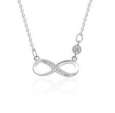 925 Sterling Silver Plated Infinity 8 CZ Pendant Necklace Choker Women Gift D12